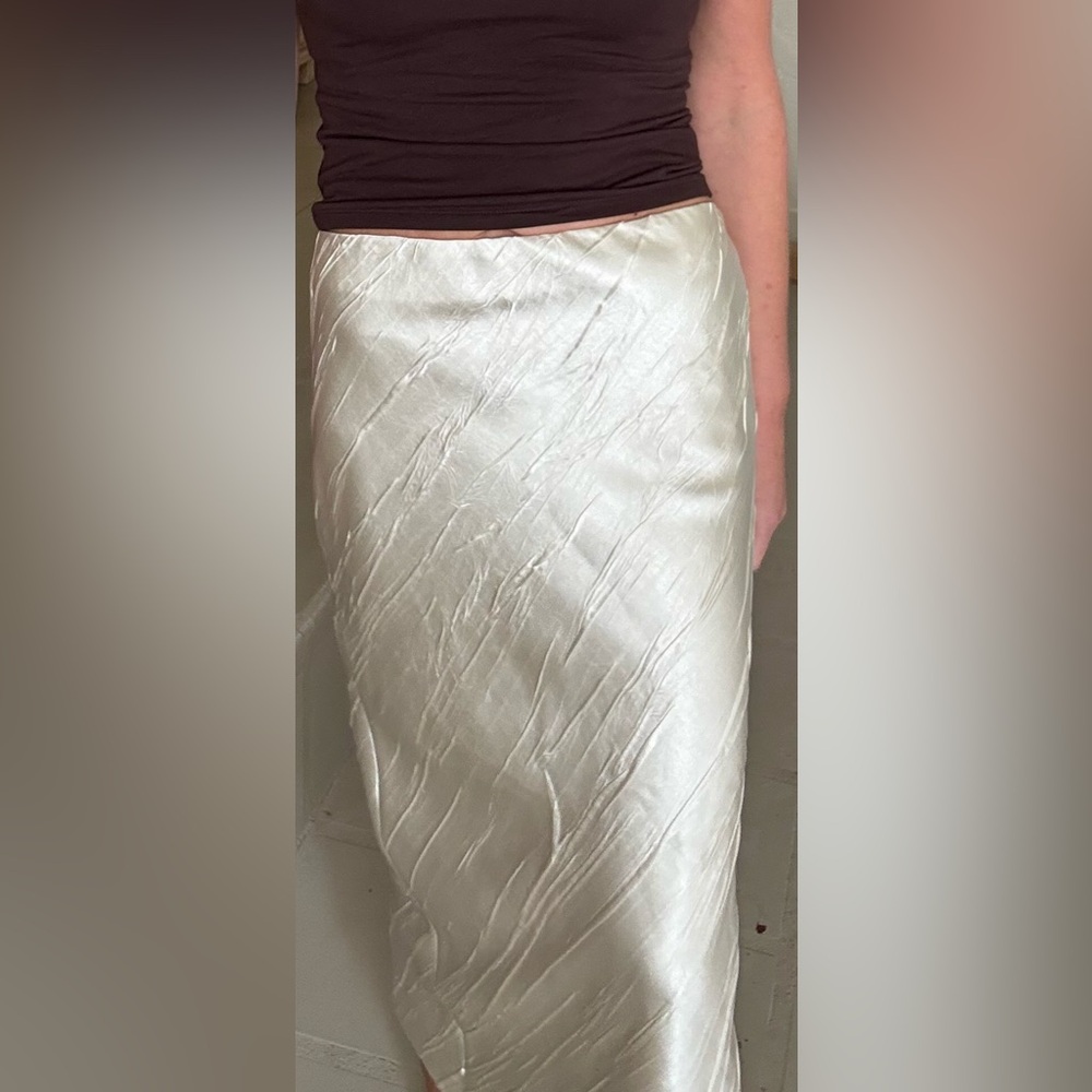 Max Mara $750 Sportmax Ruta Ivory Satin Midi Skirt NWT Size 10 Bias Cut Italy - Picture 3 of 16